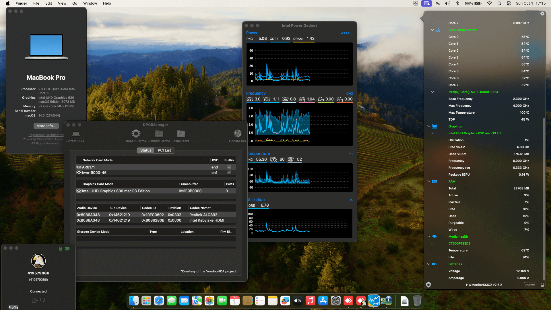Success Hackintosh macOS Sonoma 14.0 Build 23A344 in MSI Gaming GL63 8RC-262IN